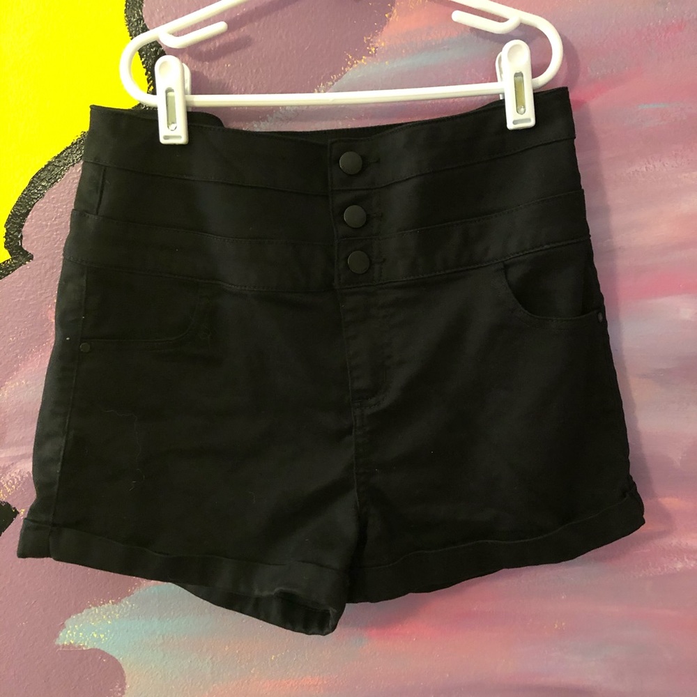 black high waisted jean shorts
